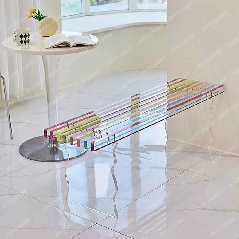 A  Acrylic Rainbow Stool, Creative Bench, Shoe Changing Stool, Luxury Leisure Seats, Colored Chair, Nordic Furniture, Customized