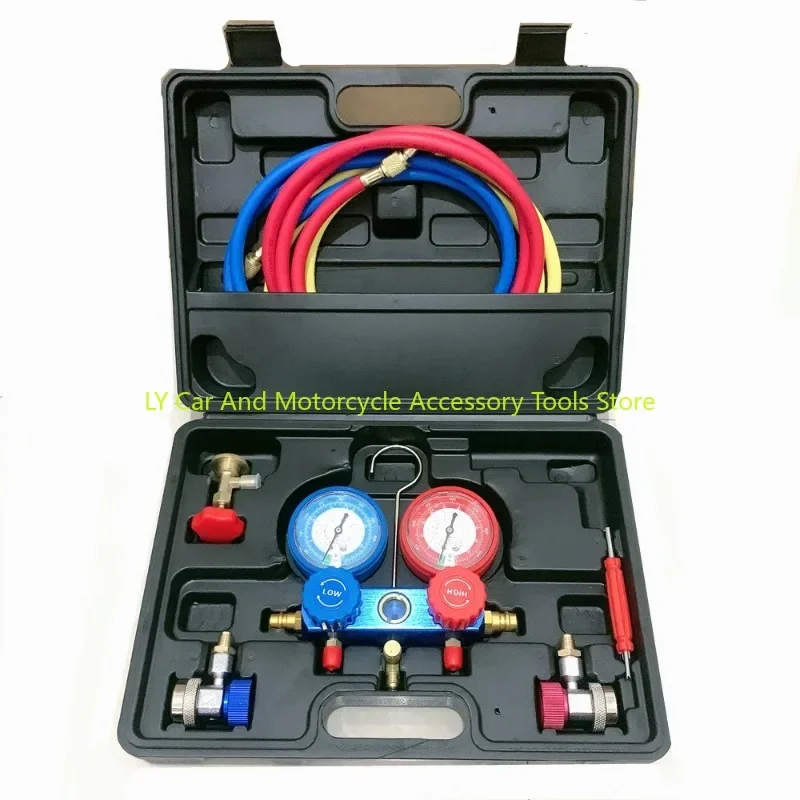 Air Conditioning Refrigerant Pressure Gauge Group R12 R22 R134a R404a 410a Car Air Conditioning Repair Fluorine Filling Tool