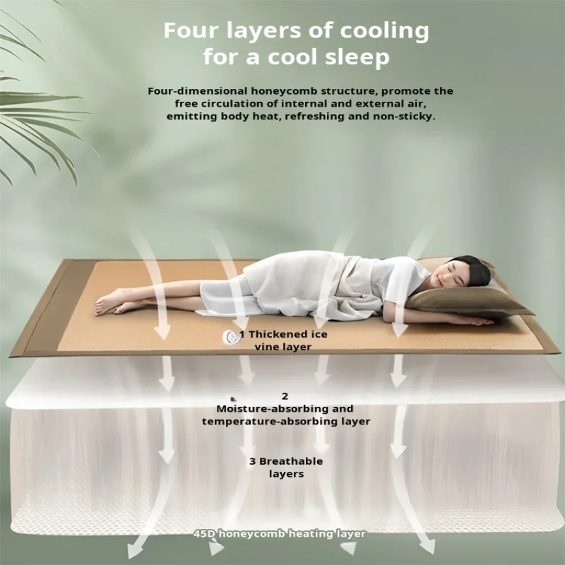 Cool Mat Bamboo Mat Summer Naked Sleeping Student Dormitory Mattress Foldable Ice Silk Mat Dual-Use Double-Sided Household
