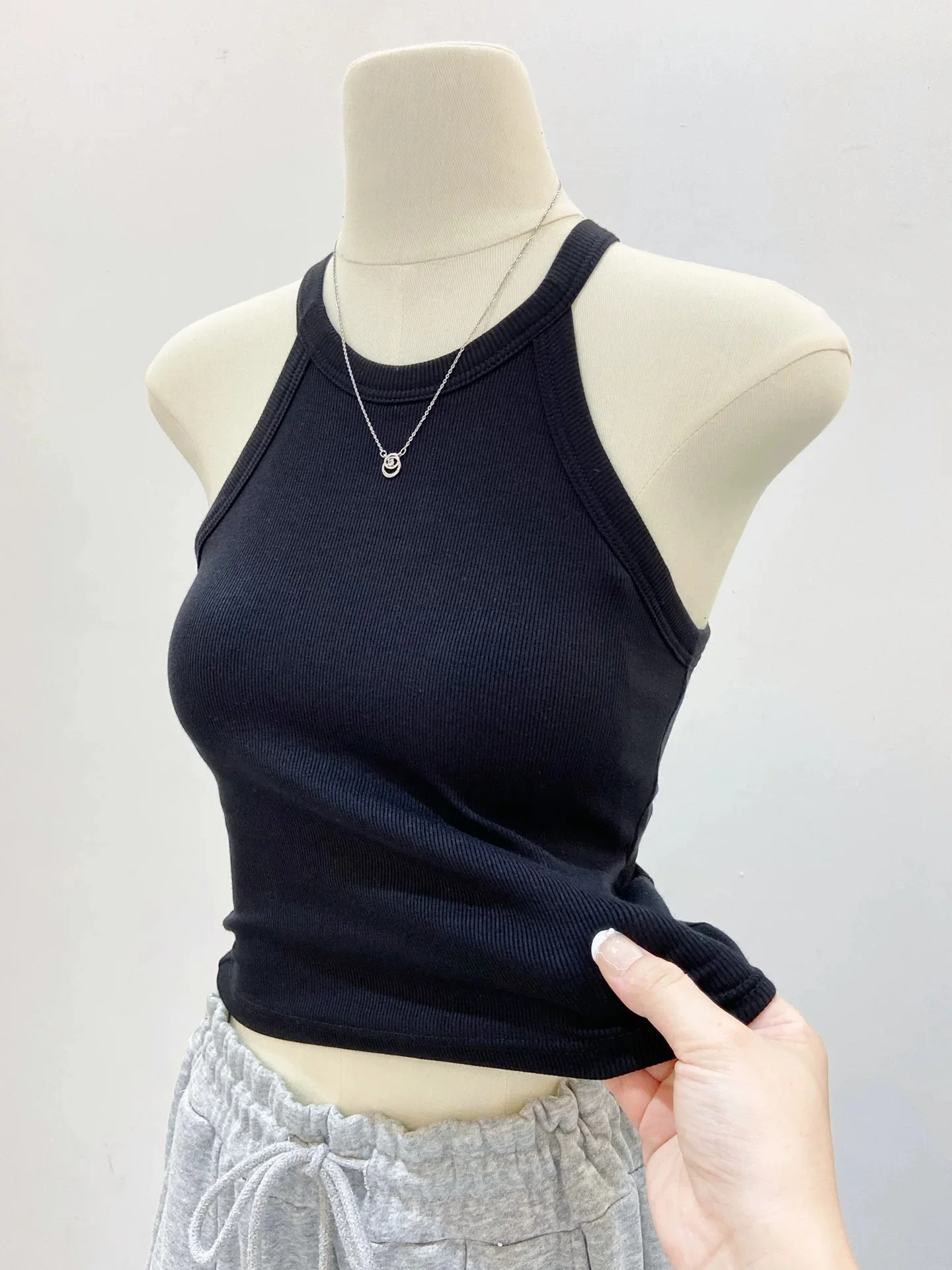 95% Cotton Sports Yoga Women's Bralette Tank Top with Chest Pad Beautiful Back Strap Vest Outdoor Wear Inner Match Hanging Ne...