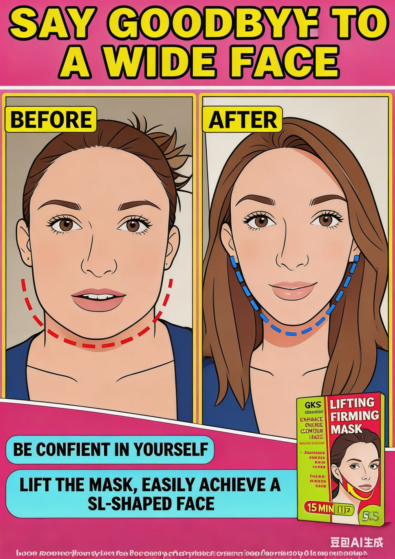 V-Shape Face Lifting, Firming Tightening Massage Cream for Double Chin and Jawline
