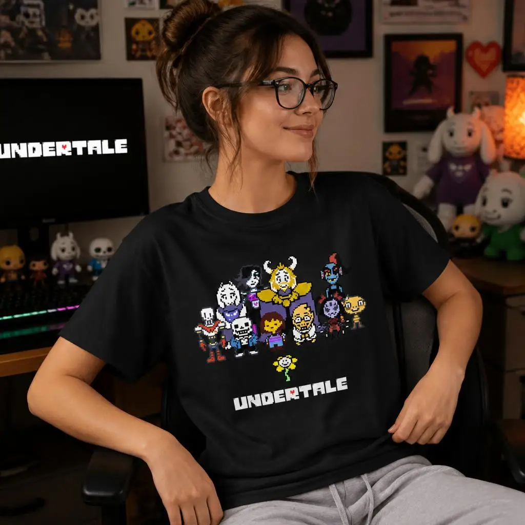 Undertale Sans Frisk T Shirts Casual Tees Short Sleeve Round Collar T-Shirt Pure Cotton Tops