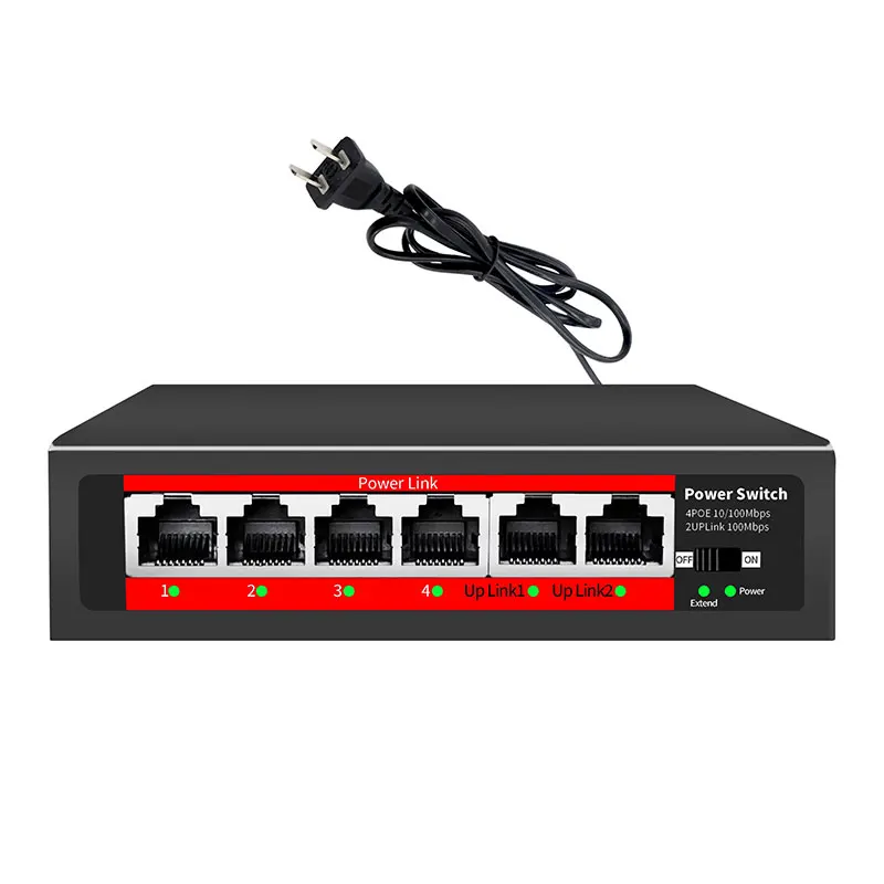 Integrated machine 4 +2 100m Ports Network Ethernet Mini Poe Switch 48v Unmanaged Network Switch