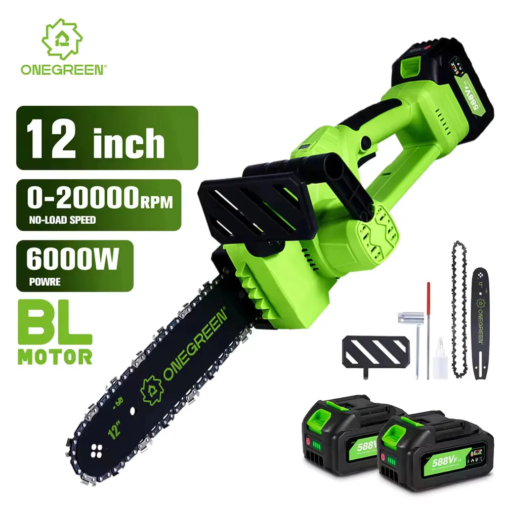6000W 12 Inch Brushless Electric ChainSaw Cordless Battery Saw Portable Garden Woodworking Power Tool For Makita 18V Battery Pin