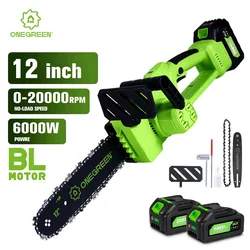 6000W 12 Inch Brushless Electric ChainSaw Cordless Battery Saw Portable Garden Woodworking Power Tool For Makita 18V Battery Pin