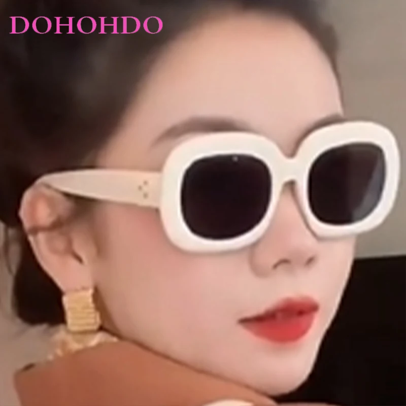 

Fashion Big Square Frame Rice Nail Decoration Women Sunglasses Men Sunglass Outdoor Driving Travel Sports Goggles Female UV400