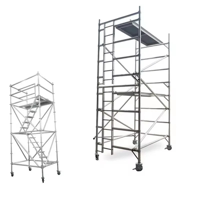 Système d'échafaudage en alliage d'aluminium, assemblage de verrouillage rapide, tour Mobile, plate-forme de Construction légère pour les travaux d'entretien