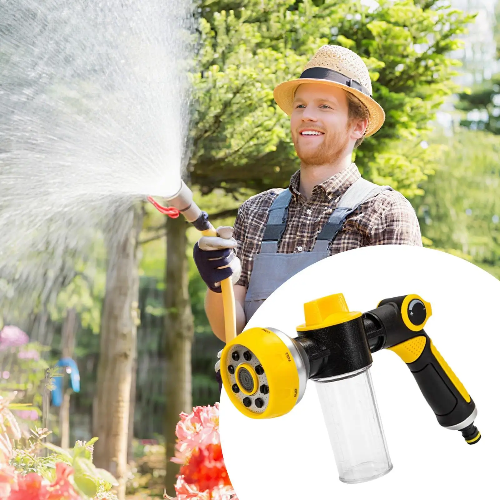 

Насадка для садового шланга, сверхмощная насадка-распылитель для шланга с дозатором мыла, регулируемые чистящие средства для патио, газона, подъездной дороги