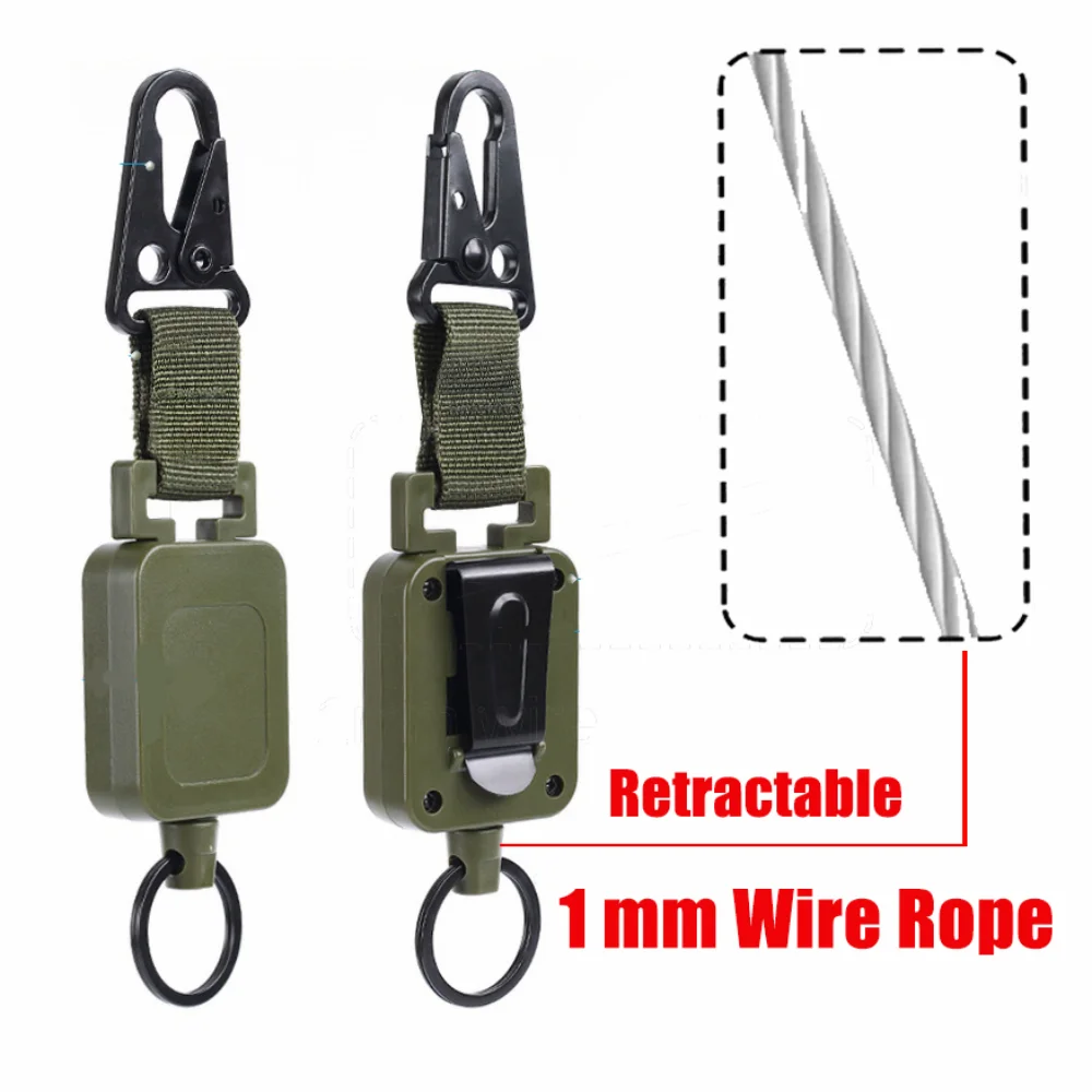 Porte-clé télescopique anti-perte pour l'extérieur, porte-clés anti-vol, câble métallique, badge, multi-outils