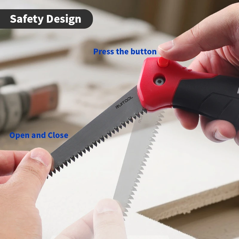 Folding Drywall Jab Saw 8 TPI Steel Blade with Triple Ground Teeth Ergonomic Handle for Wallboard Cutting with Storage Bag view 5