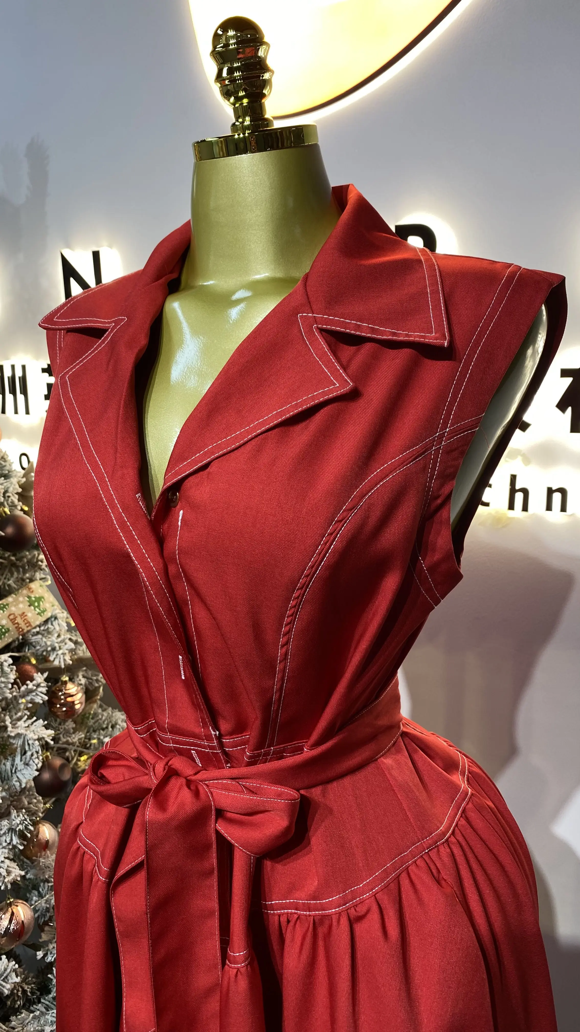 سترة رياضية صيفية أنيقة بياقة مدببة ملابس نسائية فستان دانتيل إمبراطوري-GZXX229 #5