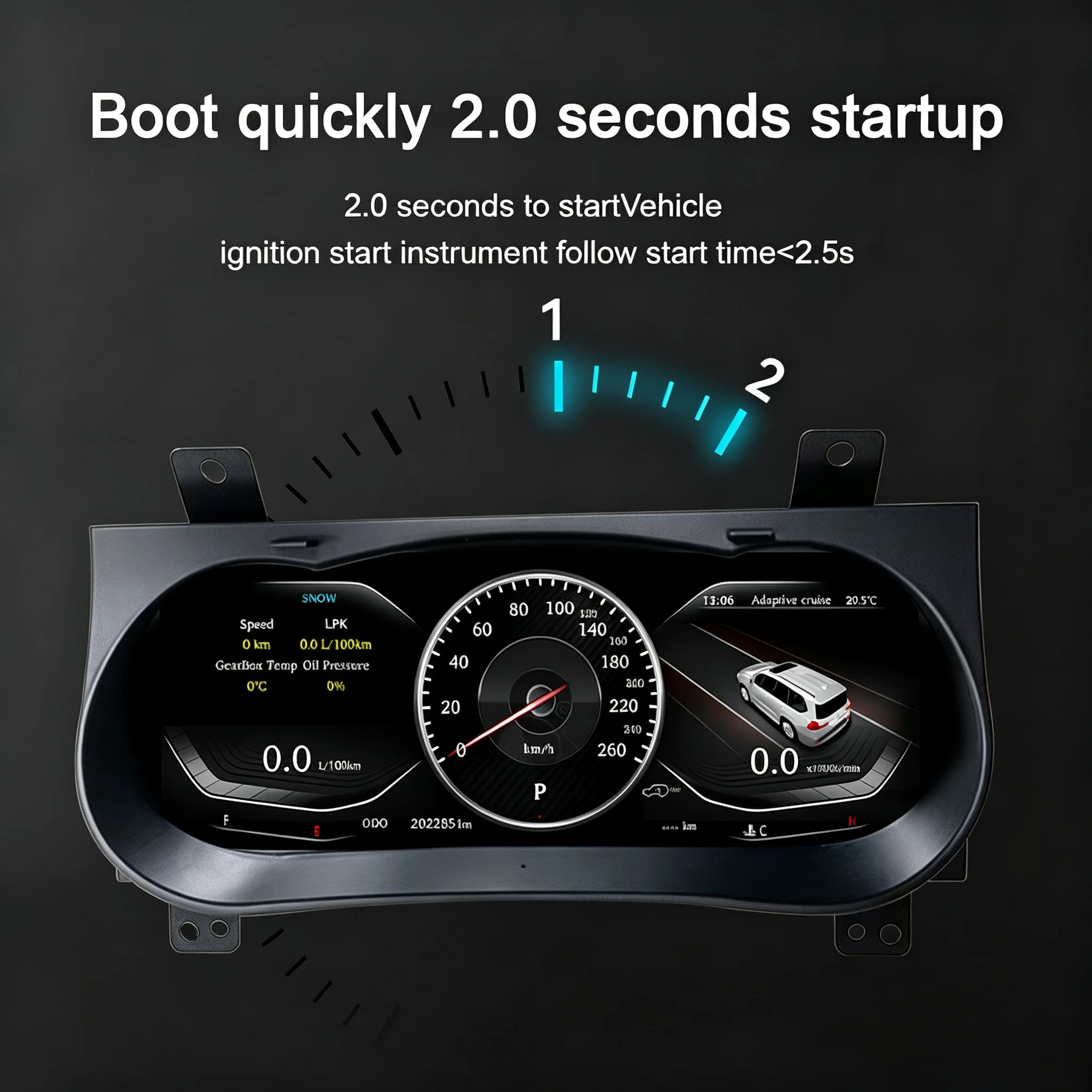 12.3 inch For Toyota Hilux 2016-2024 Digital Performance Dashboard Panel Cluster LCD Touched Display Speedometer Android Auto
