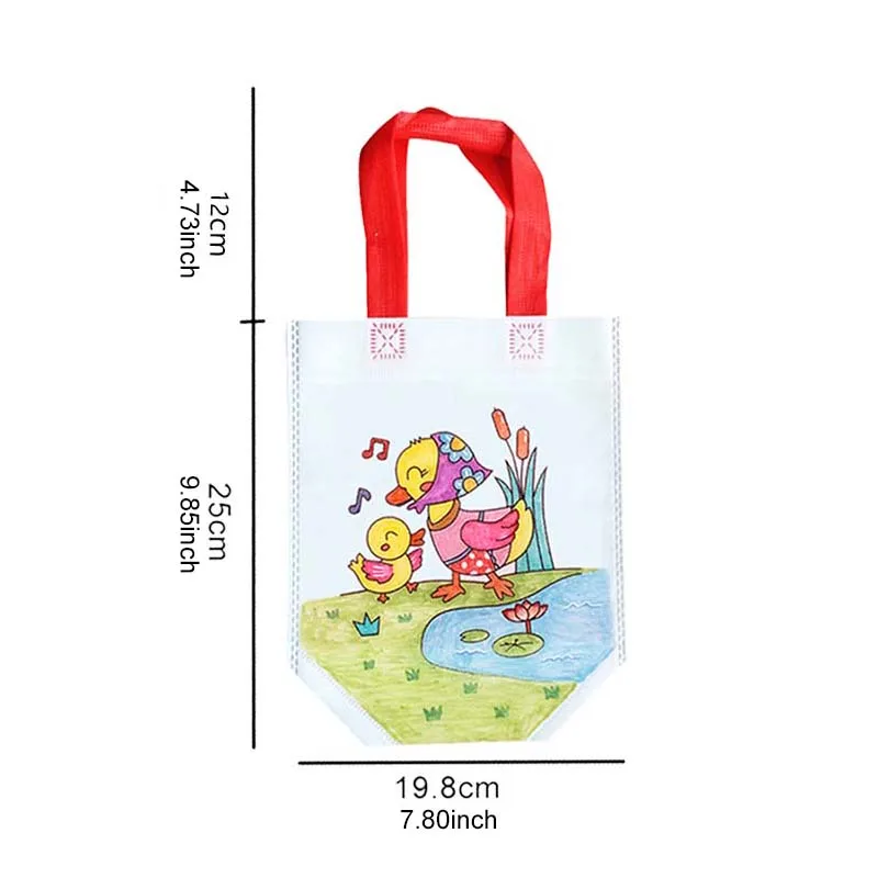DIY Coloring Tote Bags Non-woven Fabric with Printed Design for Art Activity Reward Supplies Family Party  Art Supplies TMZ