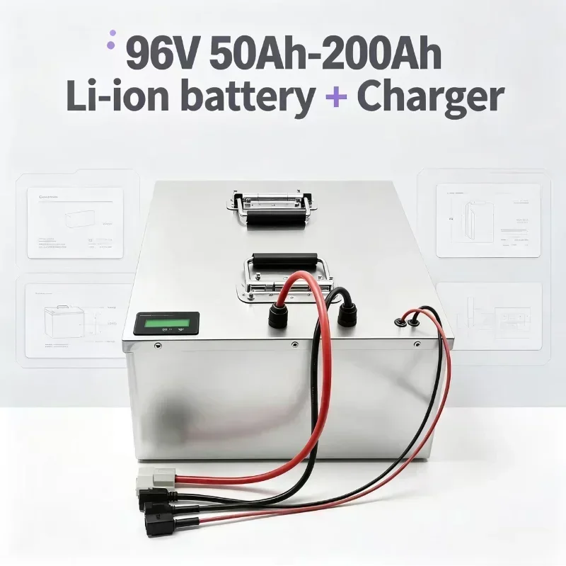 96V Li-ion Battery Pack 50Ah to 200Ah Bluetooth Smart BMS Real Time Monitoring Charger For Sightseeing Vehicle