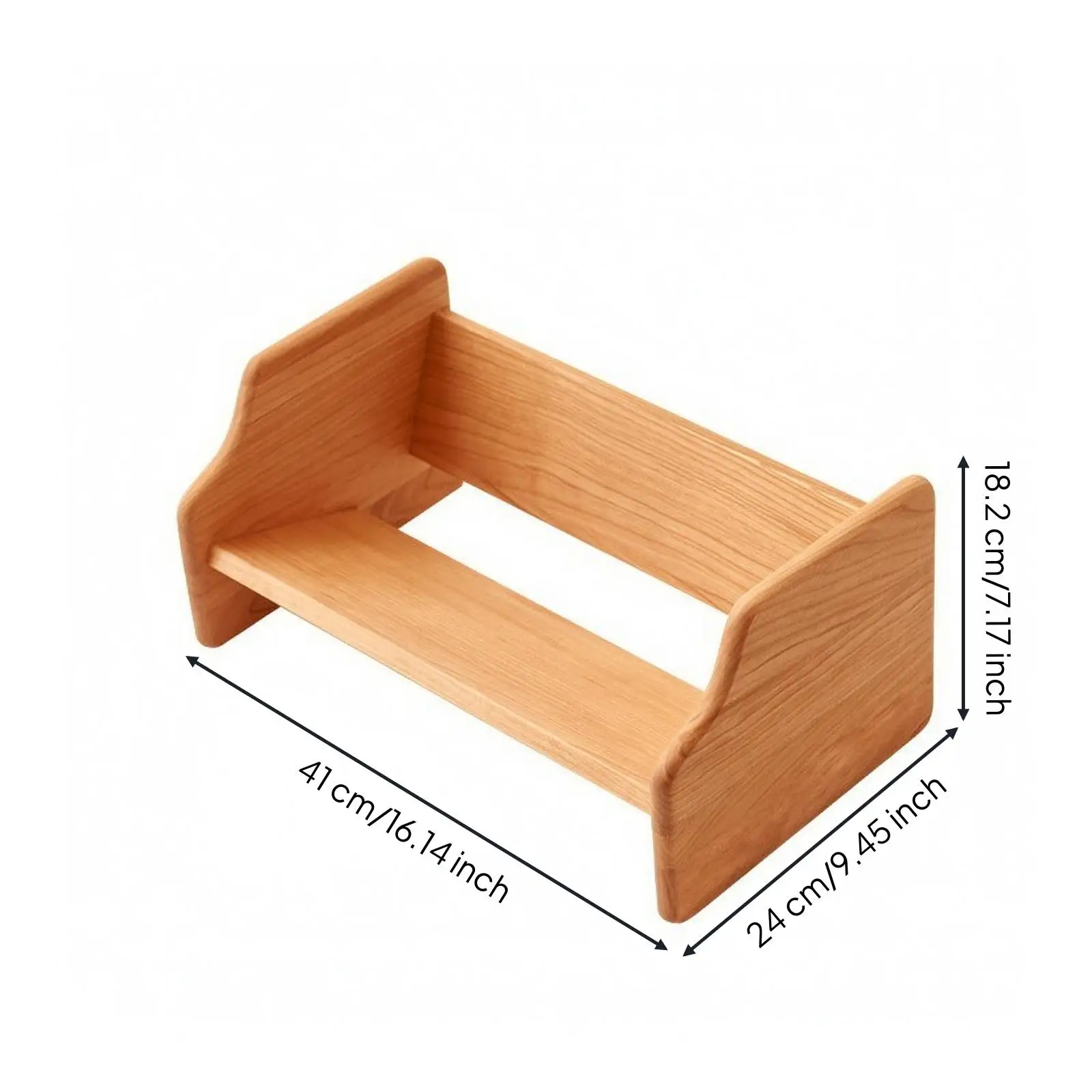 Tabletop Solid Wood Bookshelf Cherry Color Open Design for Organizing Desk Space with Sturdy Side Panels