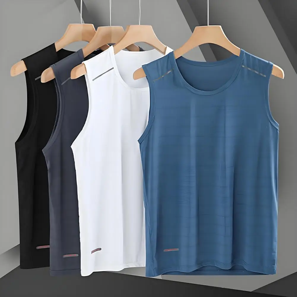 Men's Sleeveless Sports T-Shirt Breathable Quick Dry Fitness Tank Top O-Neck Summer Athletic Vest Basketball Men Training Tank