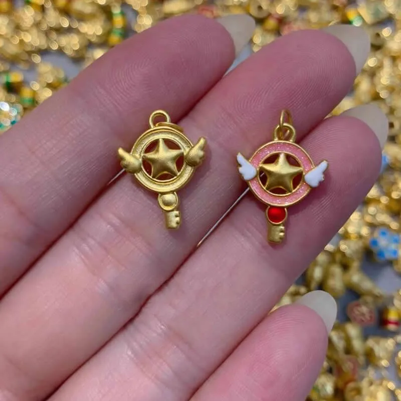 

Pure 24K Yellow Gold Pendant 999 Gold Pink Magic Star Pendant For Women 1pcs