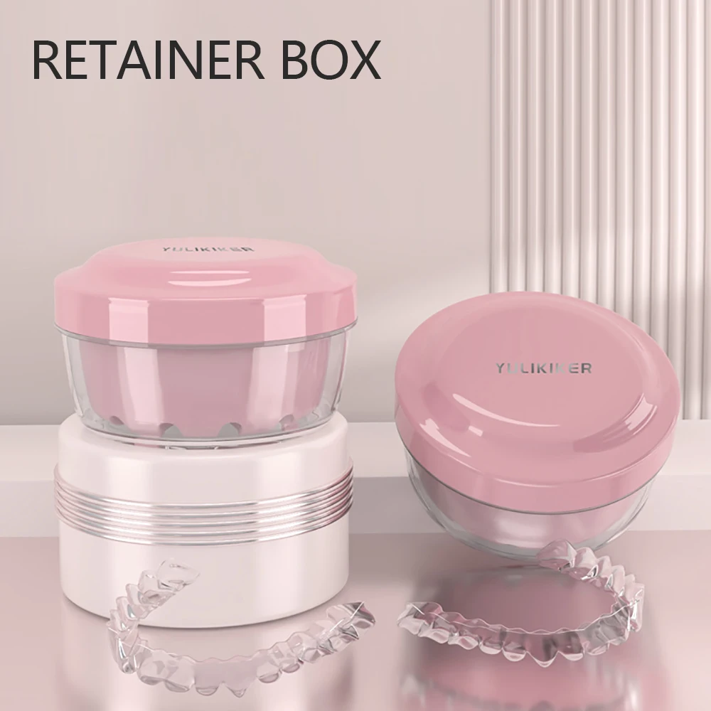 Double Layer Denture Bath Box Dental False Teeth Storage Box Case Portable High Quality Belt Case Dental Tools