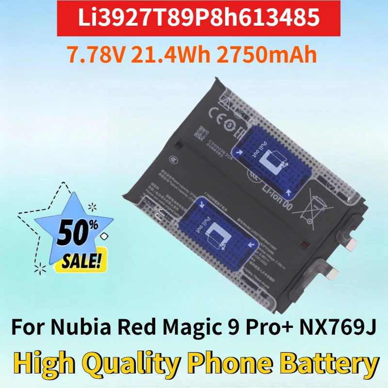 

Newest Li3927T89P8h613485 7.78V 21.4Wh 2750mAh Rechargeable Battery for Nubia Red Magic 9 Pro+ NX769J High Quality Phone Battery