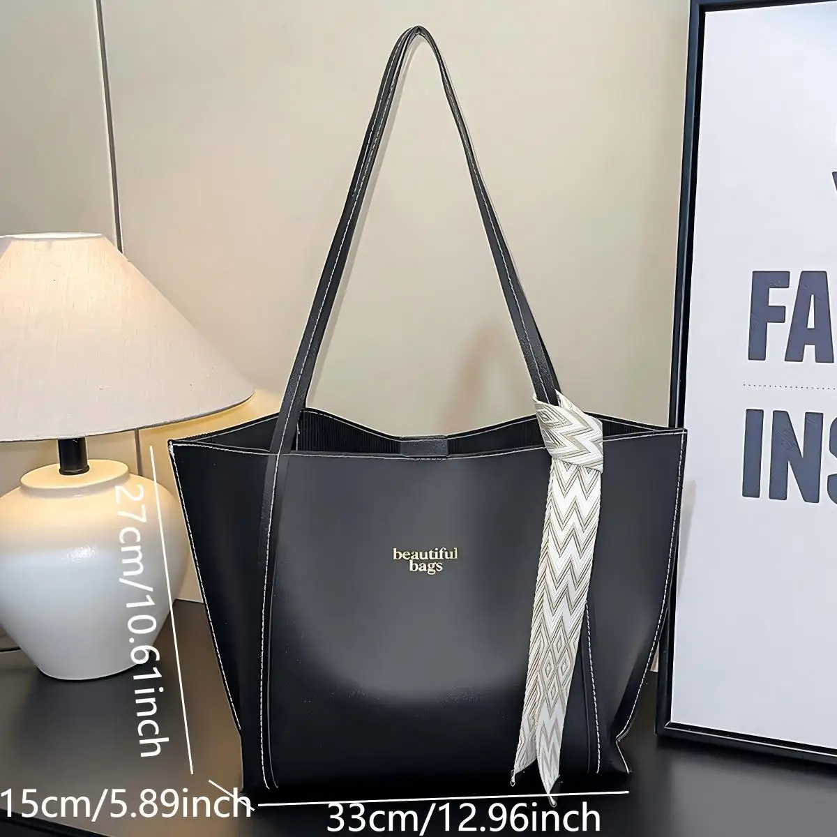 حقيبة يد نسائية عصرية ورائعة ذات سعة كبيرة مع خياطة على الطراز المصمم وحقيبة يد بكتف واحد