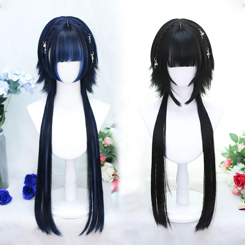 Synthetic Cosplay Wig Japanese Cool Hot Girl Full Headgear Female Lolita Moonlight Simulation Highlighting Long Straight Hair