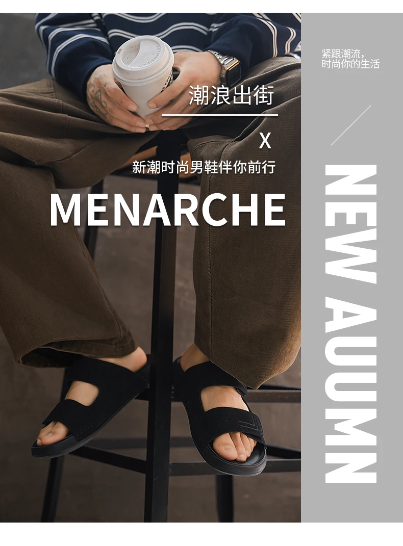 Herren-Freizeitpantoffeln, Sommer, atmungsaktiv, leicht, weiche Sohle, ideal für den Außenbereich, zum Gehen am Strand, zum einfachen Anziehen, bequem, modisch. – Detail 4