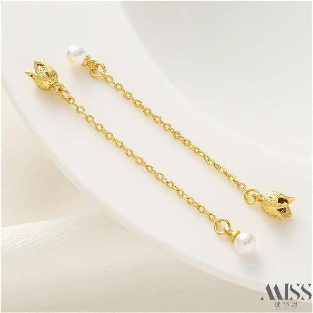 

Ancient Gold Bud Beads Handmade Short URL Earrings Earline Bracelet Necklace Adjustment Extension Chain DIY Jewelry Accessories