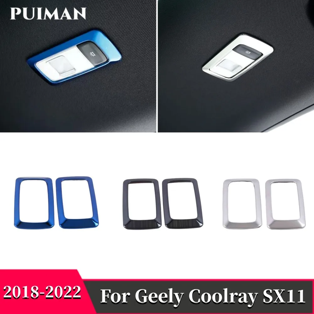 

For Geely Coolray SX11 2018-2022 roof rear Reading Light Lamp cover Lampshade Panel Sticker Accessories Trim Stainless steel