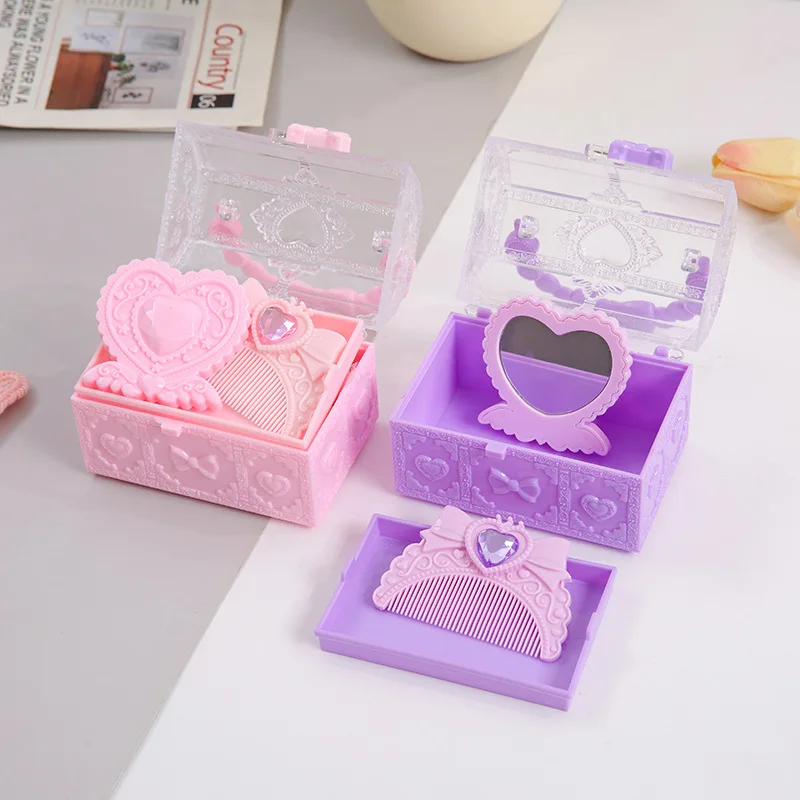 

Creative Cute DIY Handmade Jewelry Storage Box Women's Lovely Stationery Organizer Small Mirror Multi-layer Box Storage Case