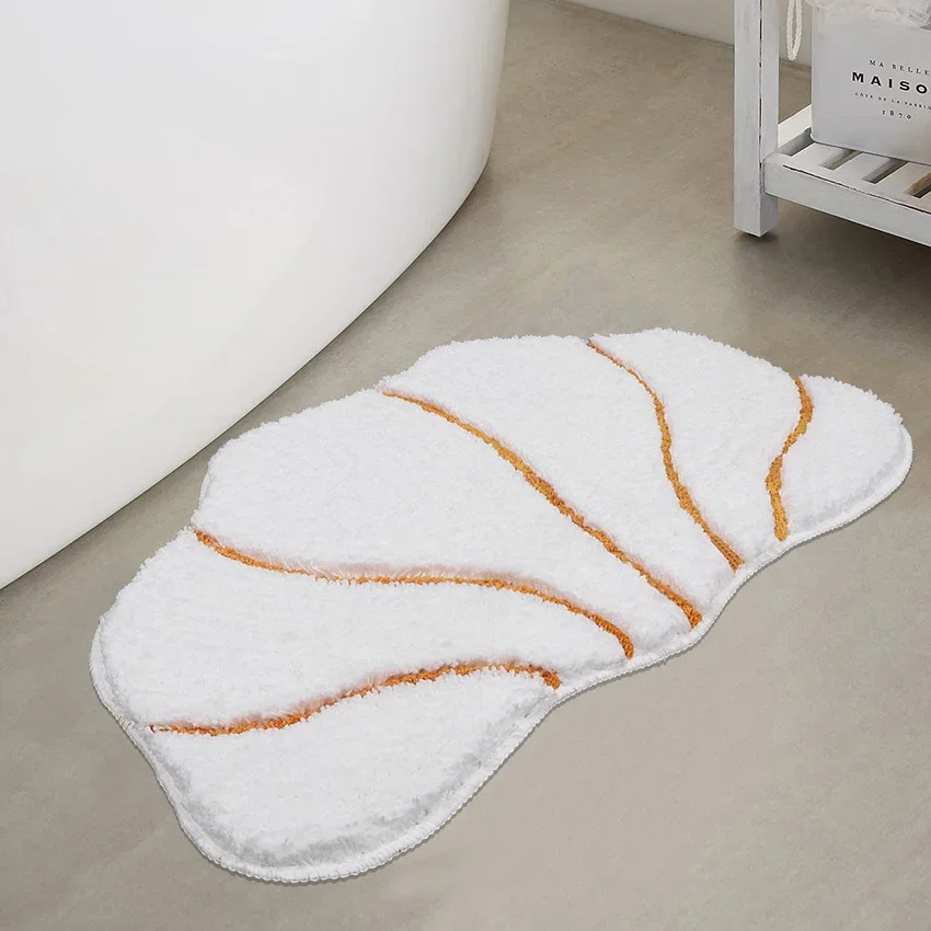 Floor Mat Shell Shape Entrance Door Mat Flocking Microfiber Bathroom Absorbent Non-slip Mats Household for Home Bathroom Decor
