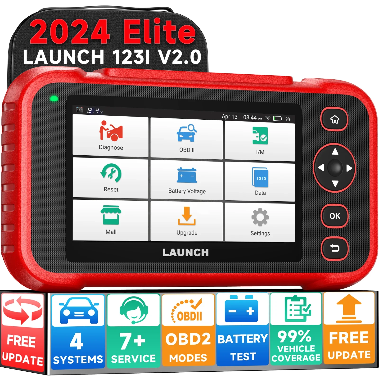 2024 LAUNCH X431 CRP123i V2.0 OBD2 Car Diagnostic Tool  4 System Scan Oil DPF ABS 7 Reset OBD 2 Automotive Scanner Free Update 