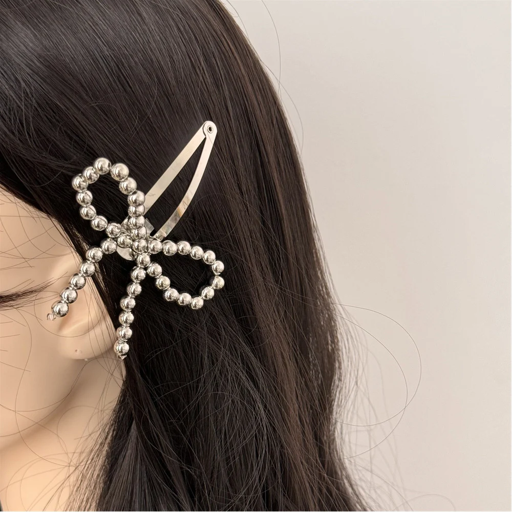 1/3 PCS Beaded Hair Clip Korean Women Popular Pearl Bow Barrettes Woven Beads Bangs Hairpin Ponytail Clip Hair Accessories Hot