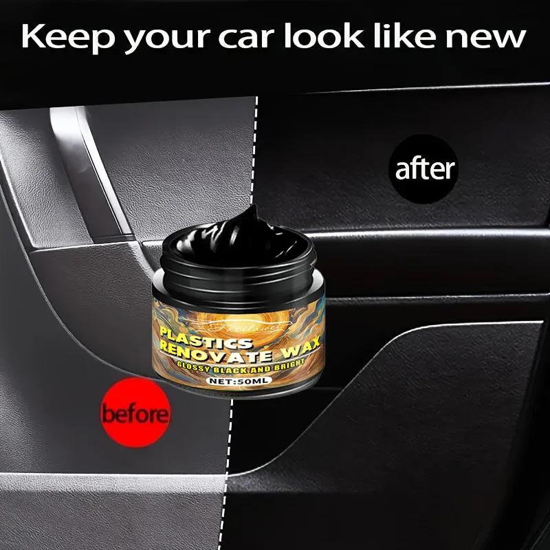 شمع داخلي للسيارة 50 جرام، كريم العناية بالجلد للوحة القيادة ووسادة المقعد، تلميع تجديد يعزز البلاستيك والجلد، P