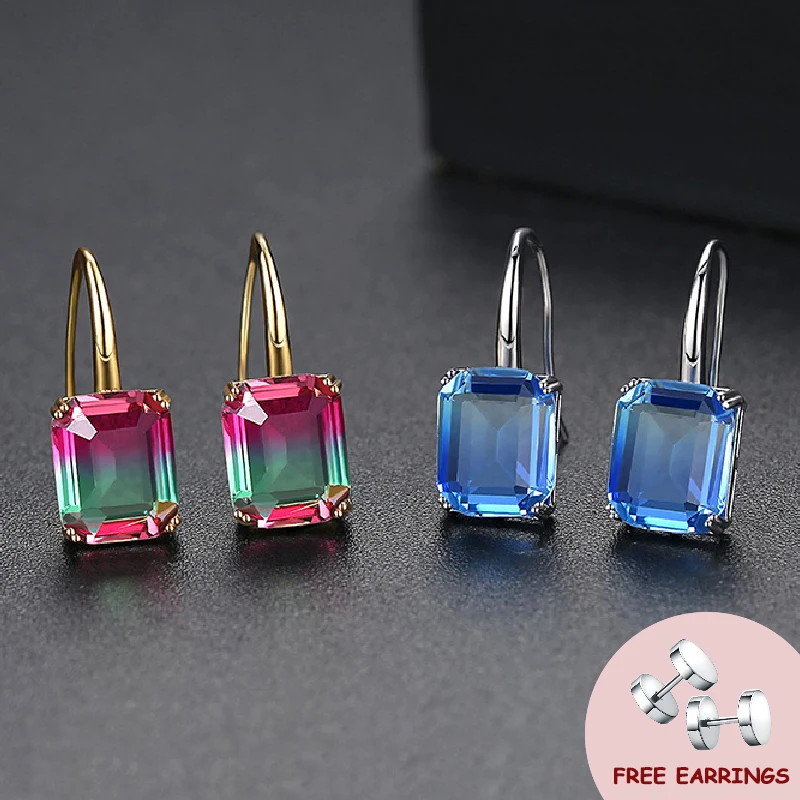 

New Fashion Women Earrings with Zircon Gemstone 925 Silver Jewelry Accessories for Wedding Engagement Party Gift Drop Earring