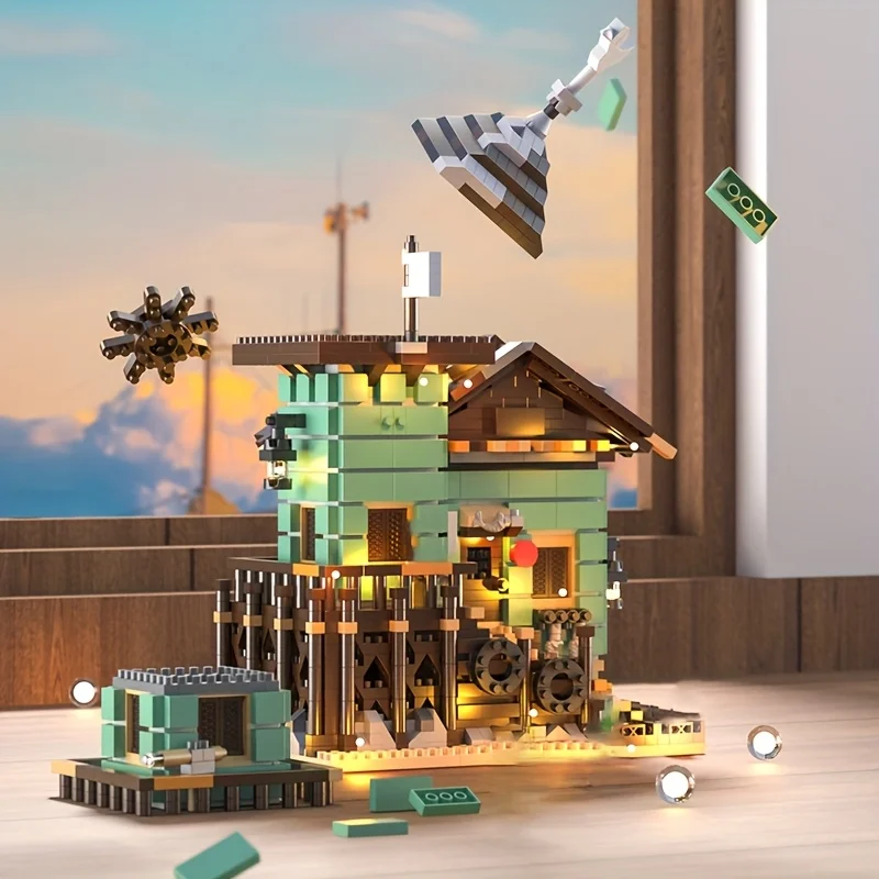 

Creative Fishing Cottage House Building Blocks Model City Street Scene Compatible Module Expert Ideas Toy for Kids & Adults