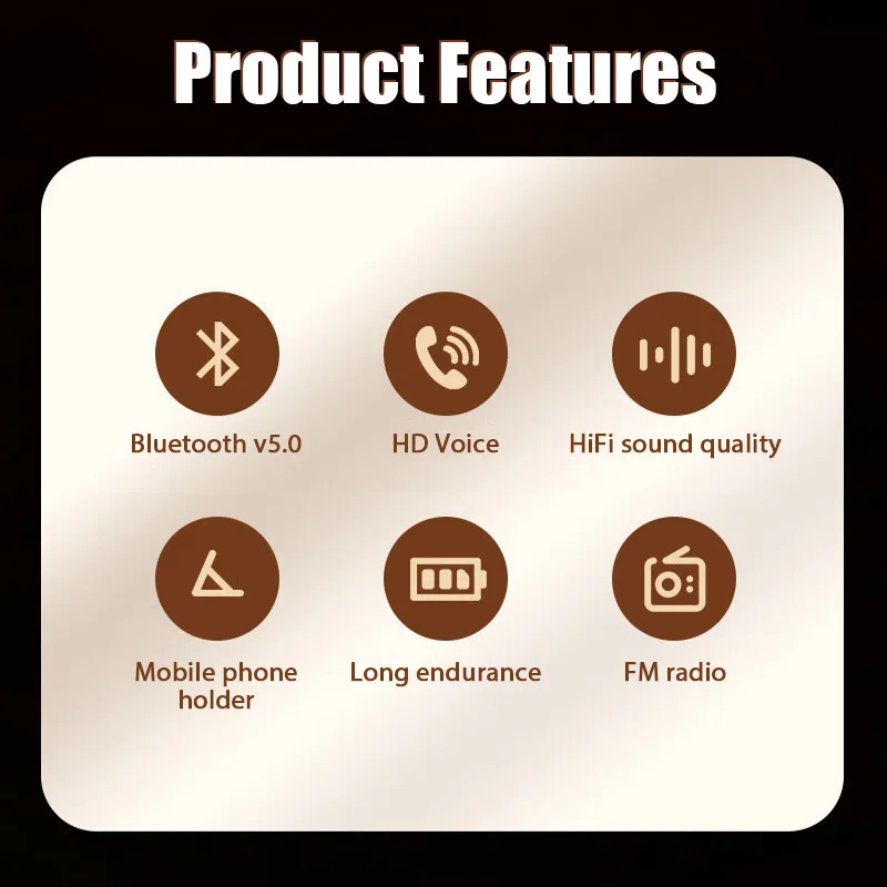 XM 5-barra Retro de madera con Bluetooth, Subwoofer estéreo de alta fidelidad, portátil, Radio FM, soporte para teléfono móvil