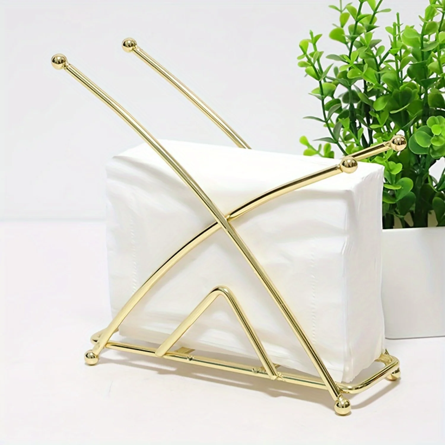 

Stainless Steel Napkin Holder, Gold Iron Vertical Tissue Rack, Elegant Tabletop Accessory For , , Wedding, Restaurant