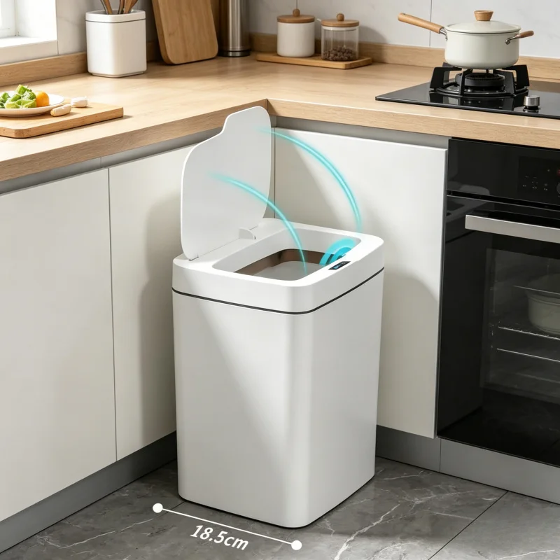 Smart Sensor Trash Can White 15L Touchless Automatic Bathroom Garbage Bin with Auto Bagging Smart Home
