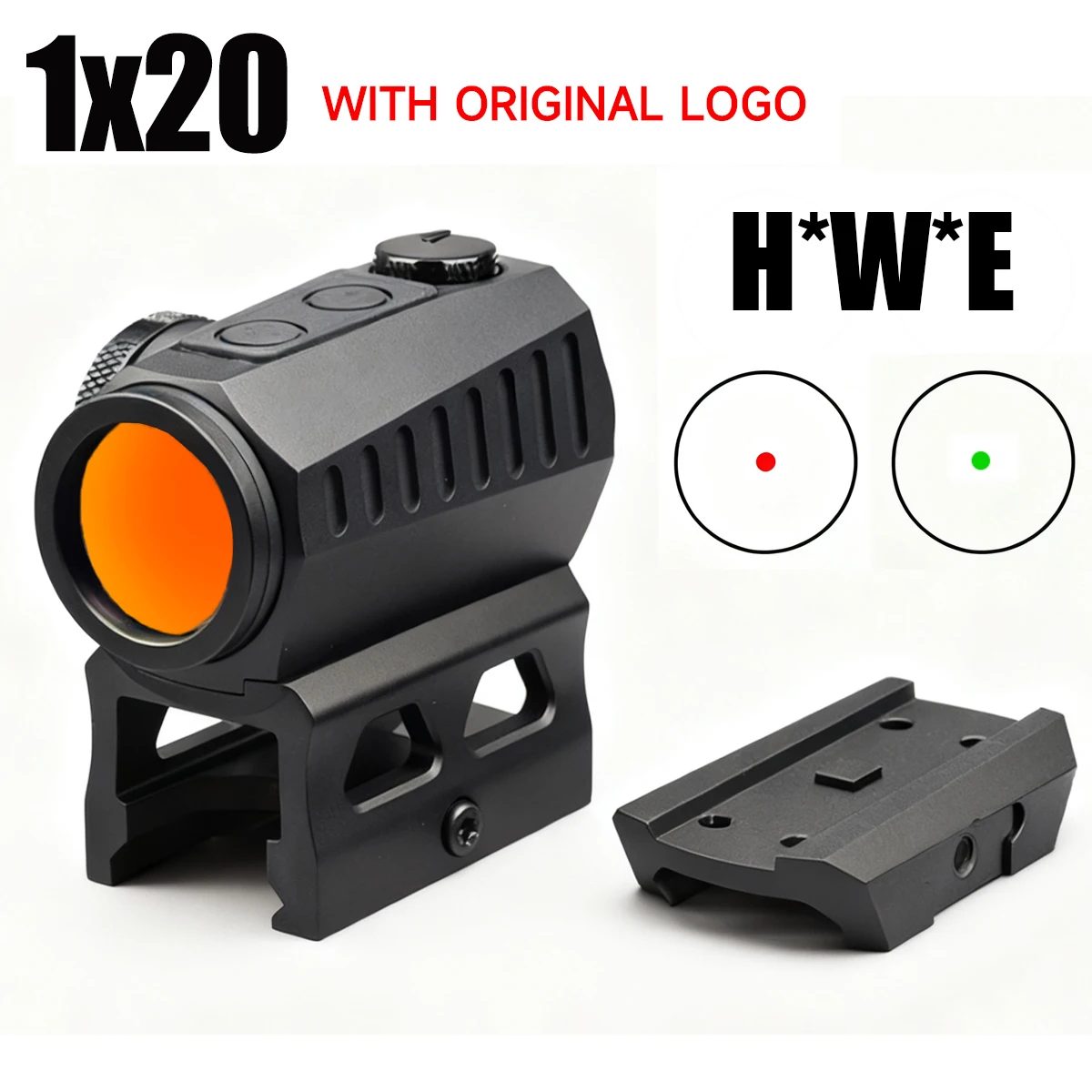 

H*W*E R5 Hunting Optics Red Dot Sight 1X20 Parallax-Free Rifle Scope with 1/3 Co-witness Mounts with Motion Awake,for 20mm Rail
