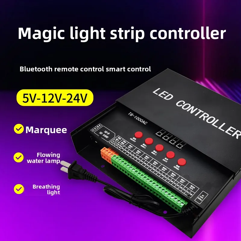 T8-1000AC Eight channel Colorful Controller LED Colorful Light Strip Controller Intelligent Programmable RGB