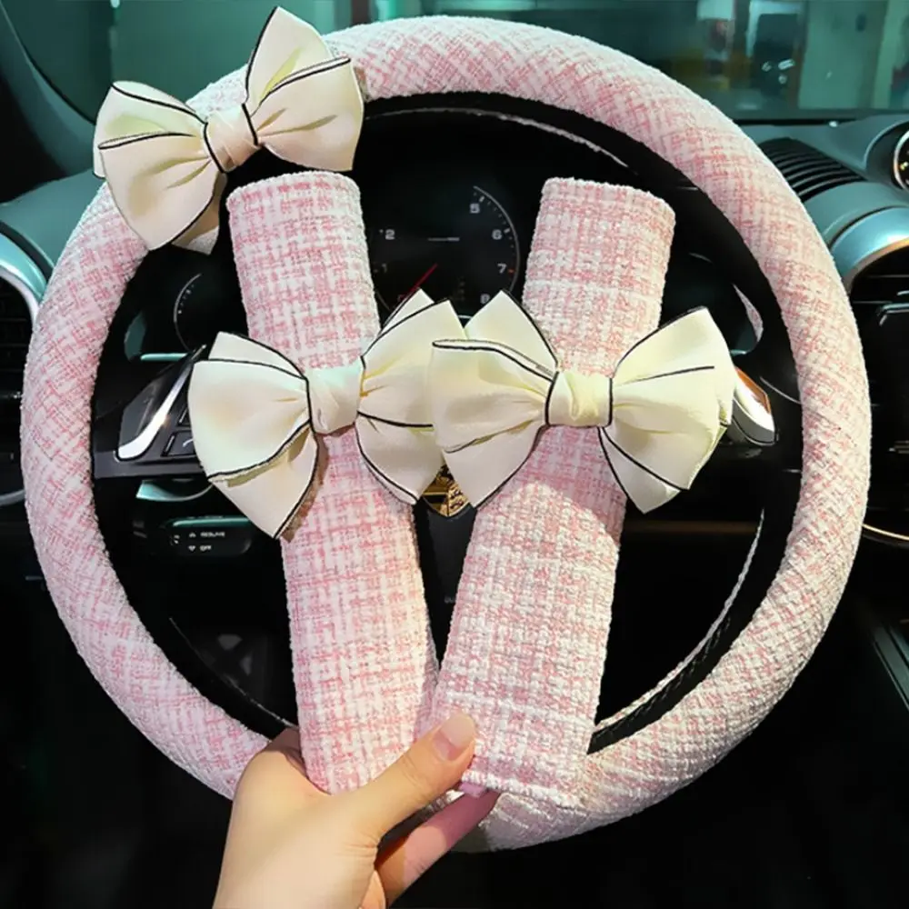 

With Bowknot Car Seat Belt Cover Wear-resistant Breathable Seat Belt Shoulder Pad Comfortable Lightweight Seat Belt Protector