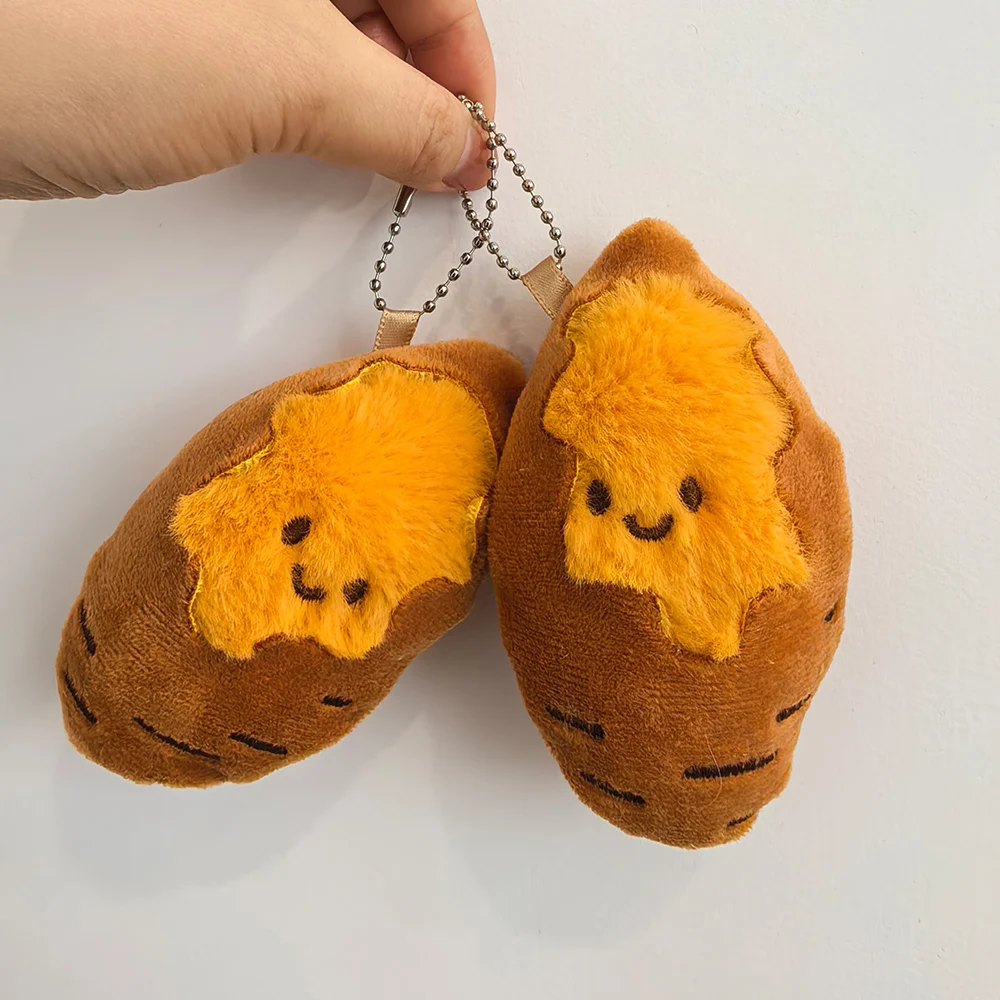 Adorable Roasted Sweet Potato Plush Keychain Kawaii Simulated Food Stuffed Charm For Backpack Best Friend Pendant Gift