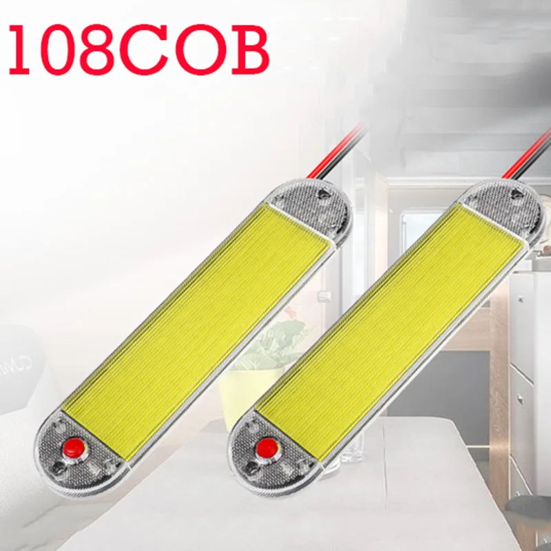 

12V 24V High-Brightness 108COB LED vehicles Reading Light Interior Dome Lamp with Switch for Car Van Lorry Truck RV Camper