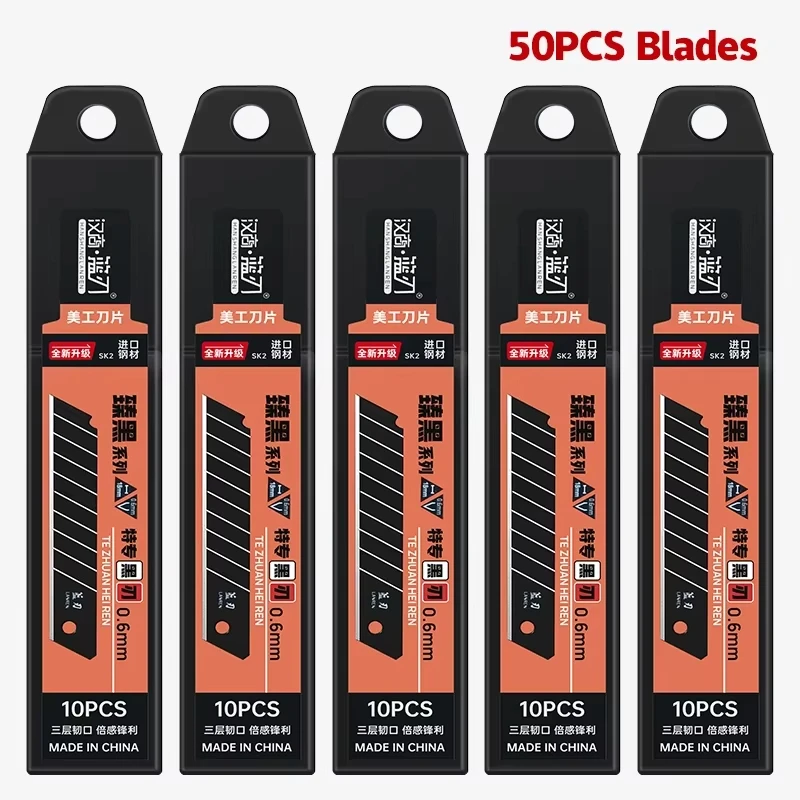 100/10PCS Carbon Staal Vervangen Utility Mes 100mm * 18mm Zwart DIY Tool Carving Blades voor Student Office Station