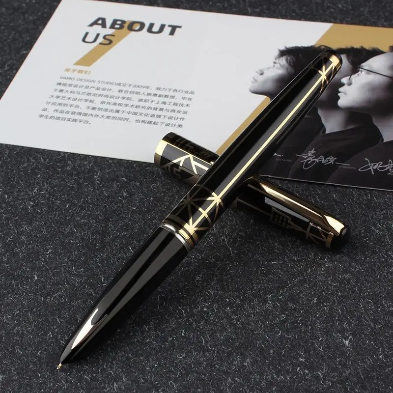 Hero 100 14K Qin Dynasty Fountain Pen Gold/Silver Blade F 0.5mm Nib Ink Pen Office Financial School Writing Stationery Gift