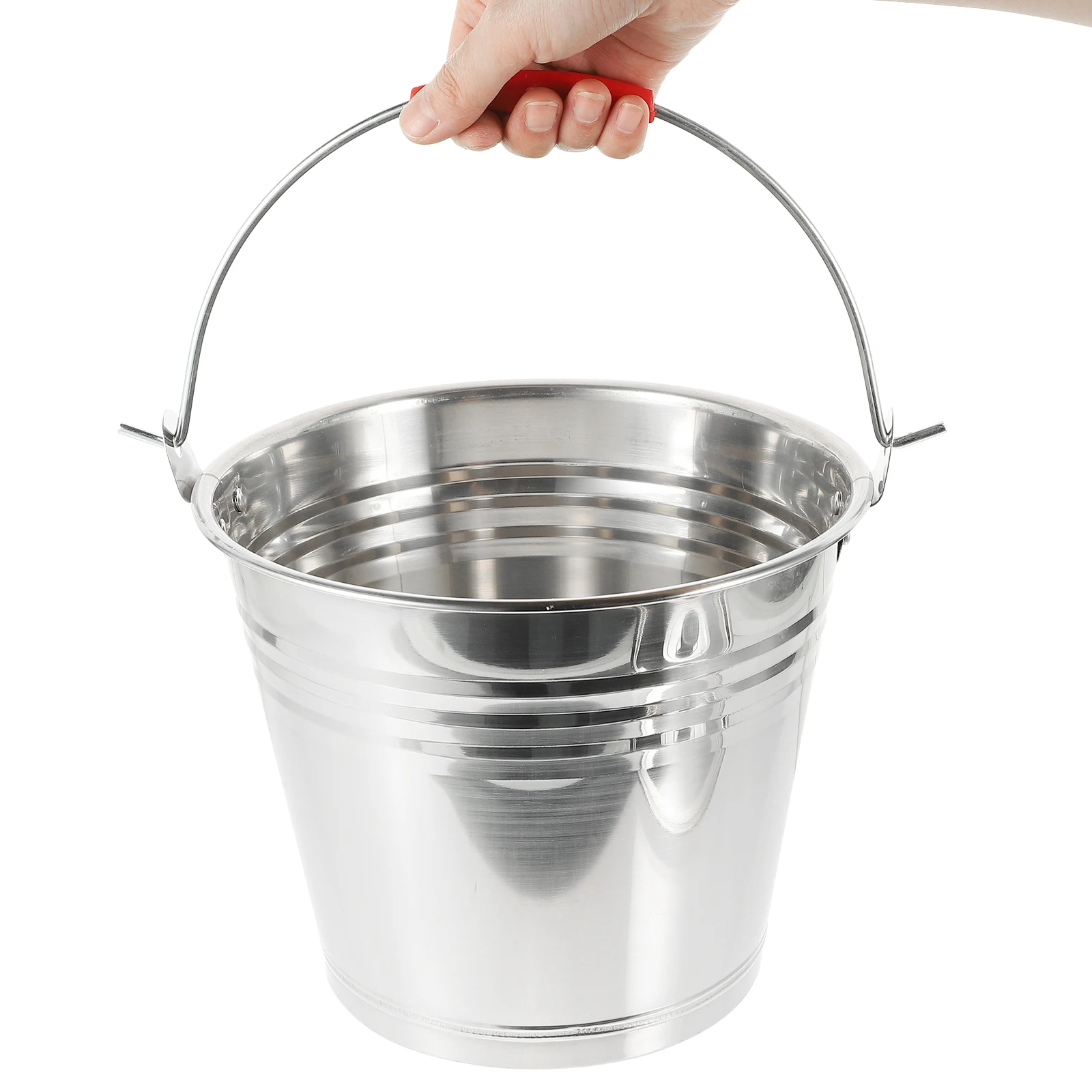 

1pc Stainless Steel Bucket 22CM Thick Iron Pail with Lid Multi purpose Household Water Buckets for Home Pasture Pet Supplies