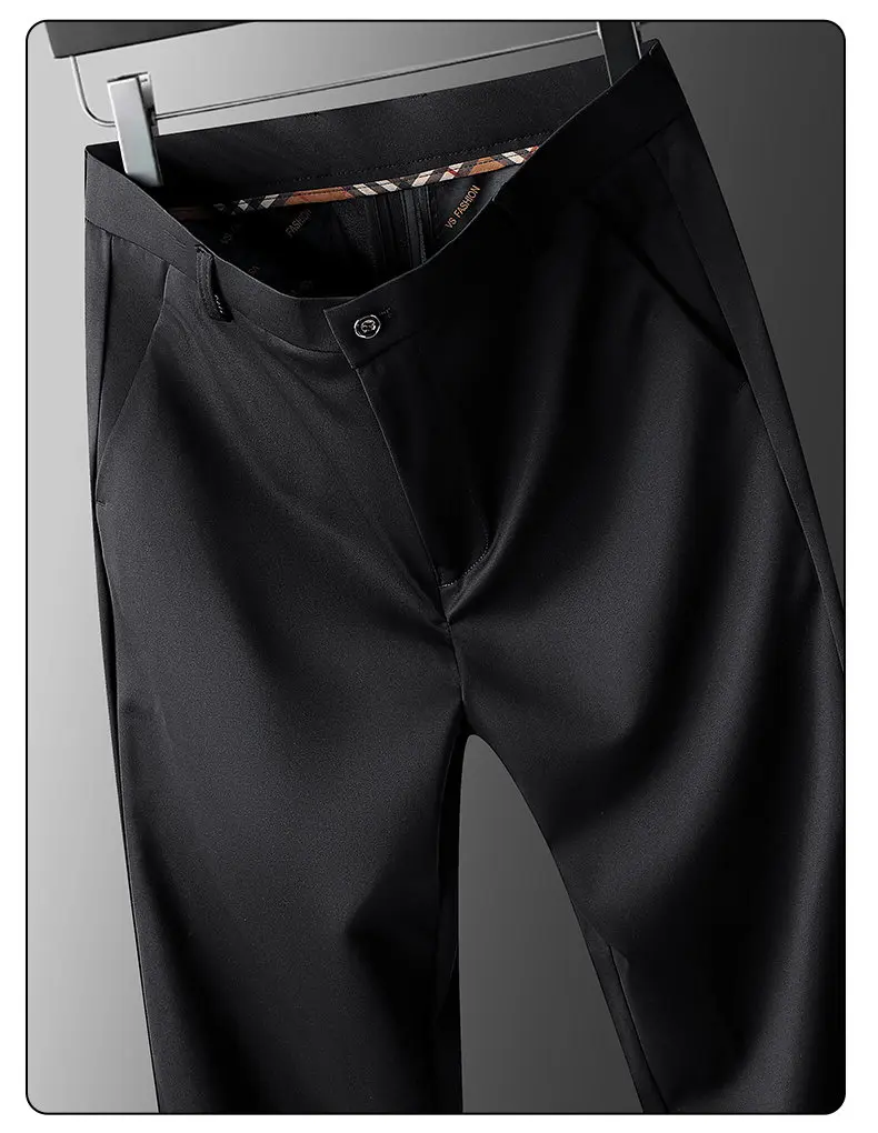 Frühling Sommer Herren Stretch-Hosen Smart Casual Anzughosen Knitterfreie Anzughosen mit Stickereimuster – Detail 6