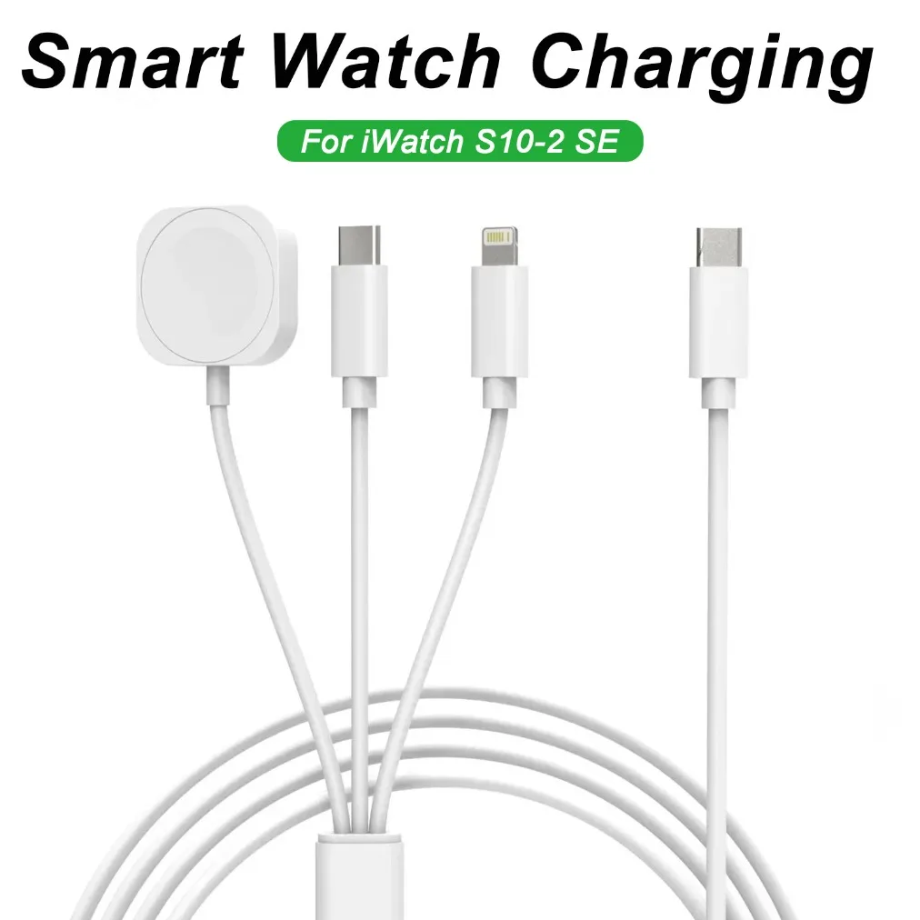 

Магнитное зарядное устройство для умных часов, кабель типа C для Apple Watch 10-3 SE 1-2 Ultra для iPhone Samsung S25 S24 Xiaomi, быстрая зарядка