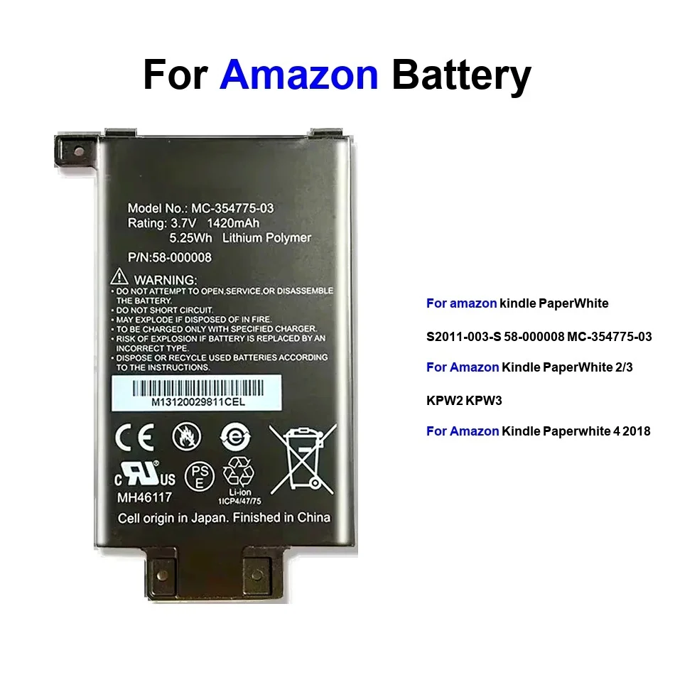MC-354775-03 MC-354775-05 ST22 Battery For Amazon Kindle Paper White 1 Paperwhite 2 Paperwhite4 58-000246