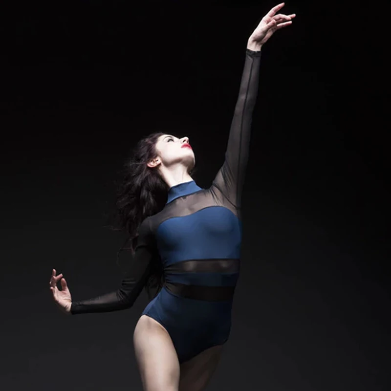 Dance Suit Leotard Spandex Nets Yoga Clothes Gymnastics Aerobic Long Sleeve Mesh Tops Ballet Practice Bodysuit Women Dancewear